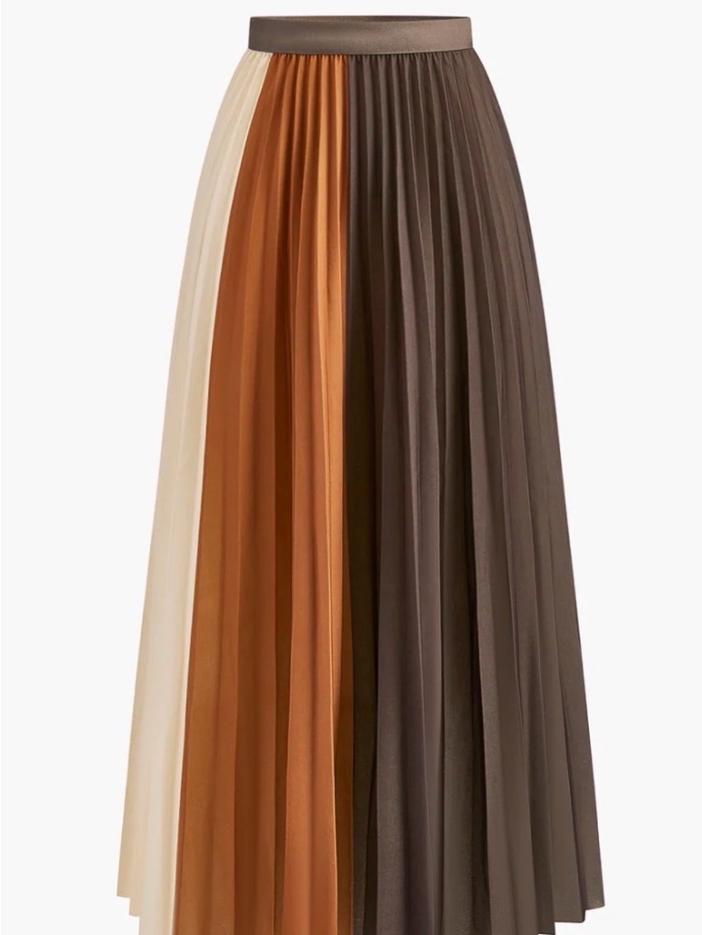 Commense Colorblock Pleated Maxi Skirt